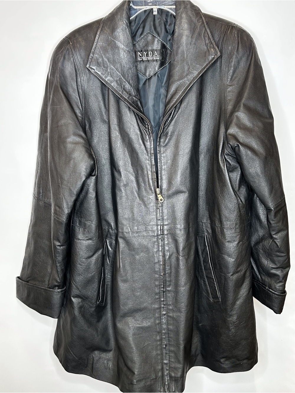 NYDA Women's Black Leather Zip-Front Jacket